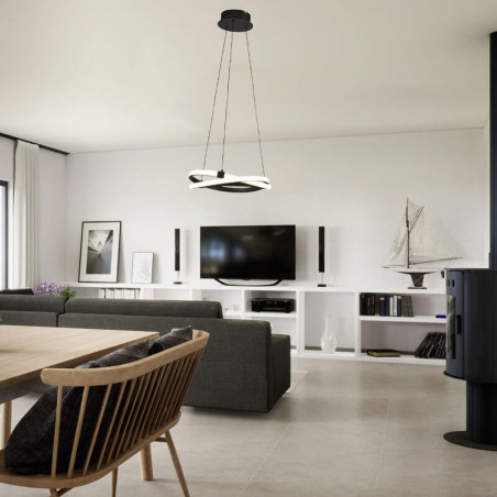 Lampe suspendue marron Infinity de Mantra 30W dans un salon | Aiure