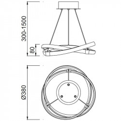 Dimensions de la lampe suspendue Infinity de Mantra 30W | Aiure