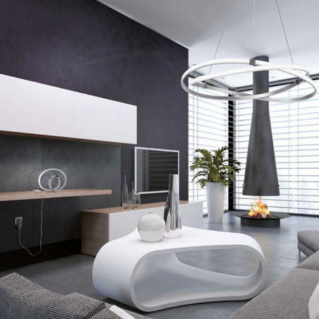 Silver chrome table lamp Infinity by Mantra in a living room | Aiure