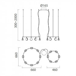 Mesures du plafonnier Shell double de Mantra | Aiure