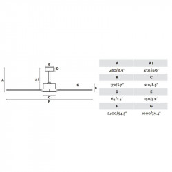 Dimensions of the brown Kauai fan Faro Barcelona | Aiure