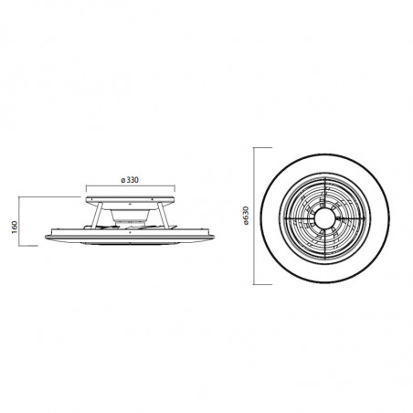 Mesures du ventilateur de plafond avec lumière Alisio leather | Aiure