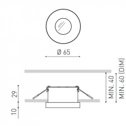 Dimensions du downlight d'Arkoslight Puck Recessed| Aiure