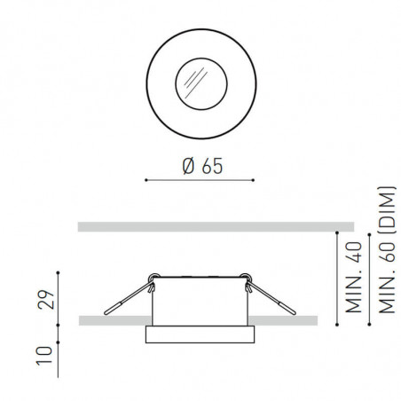 Dimensions du downlight d'Arkoslight Puck Recessed| Aiure