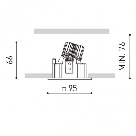 Dimensional drawing of the Win 5W downlight by Arkoslight | Aiure