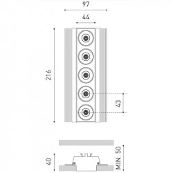 Dimensions du downlight Black Foster Trimless 5 d'Arkoslight | Aiure