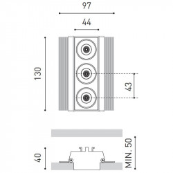 Dimensions of the LED downlight Black Foster Trimless 3 by Arkoslight | Aiure
