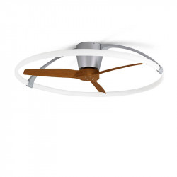 Mantra wooden ceiling fan with light on white background | Aiure