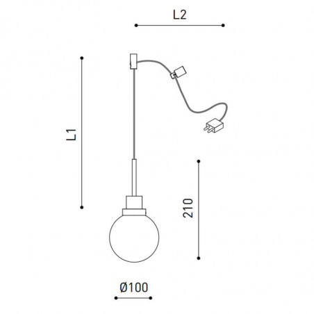 Dimensional drawing of the ceiling lamp Alaska Big Fancy Shape by Arkoslight | Aiure