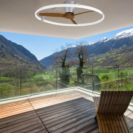 Nepal wooden fan installed in an interior room Mantra | AiureDeco
