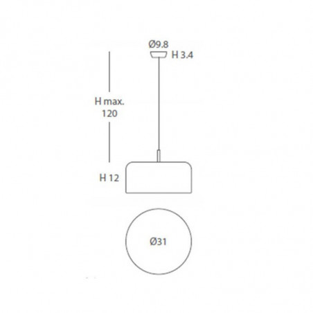Dimensions of the large white Pot lamp by Ole by FM | Aiure
