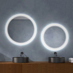 Circular mirror with LED light Lampedusa by Eurobath in a bathroom | Aiure