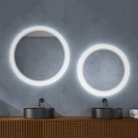 Circular mirror with LED light Lampedusa by Eurobath in a bathroom | Aiure