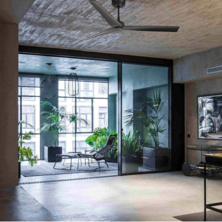 Black ceiling fan without lights Milos by Faro Barcelona ambient | Aiure