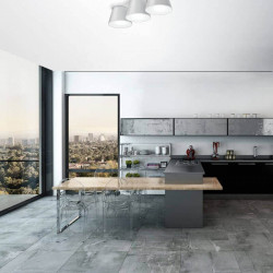 Sento Indoor LED ceiling light with 3 aligned shades by Ole by FM white in a kitchen| Aiure