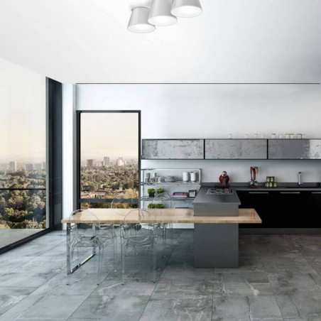 Sento Indoor LED ceiling light with 3 aligned shades by Ole by FM white in a kitchen| Aiure