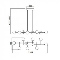Lampe suspendue linéaire Cellar de Mantra fiche technique | Aiure
