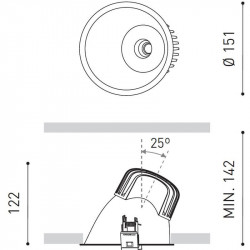 Dimensions du downlight LED 10W et 17W Lex Eco Asymmetric Blue de Arkoslight | Aiure
