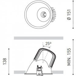 Dimensiones del downlight Lex Eco Asymmetric Blue 20W Dim to Warm de Arkoslight | Aiure
