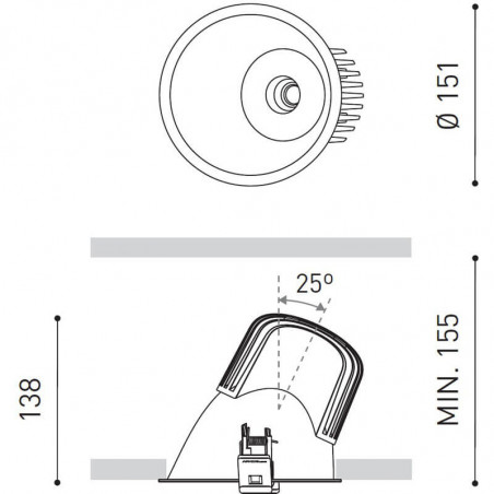 Dimensiones del downlight Lex Eco Asymmetric Blue 20W Dim to Warm de Arkoslight | Aiure