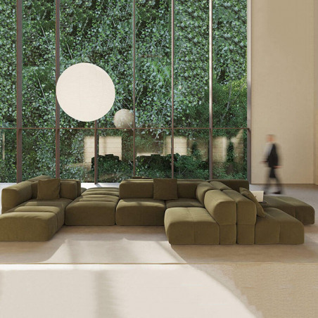Combination of the sofas of the Savina collection by Viccarbe in green colour | Aiure