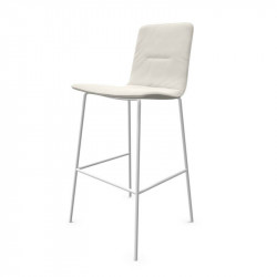 Tabouret design rembourré Klip de Viccarbe couleur crème, base blanche| Aiure