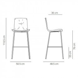 Tabouret design rembourré Klip de Viccarbe fiche technique | Aiure