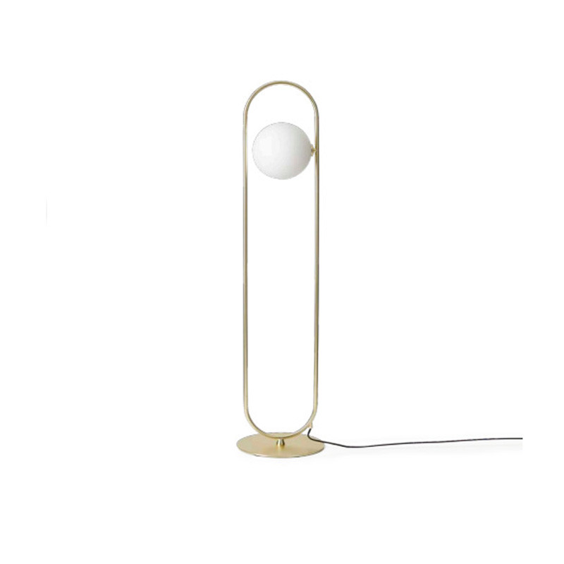 Lámpara de pie pantalla redonda Abbacus color oro | Aiure