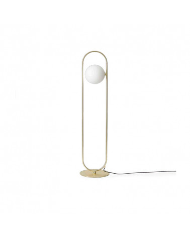 Lámpara de pie pantalla redonda Abbacus color oro | Aiure