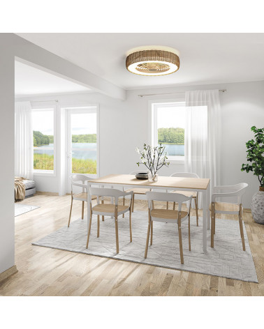 Rattan ceiling fan Kilimanjaro Mini in a living room | Aiure