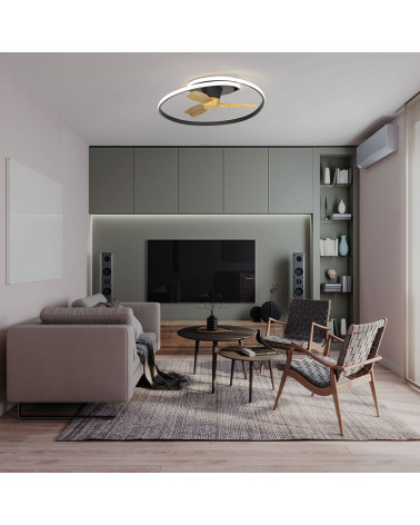 Silent Ceiling Fan Ocean Black in a living room | AiureDeco