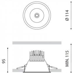 Dimensions of the Lex Eco 10.5W LED Downlight by Arkoslight | Aiure