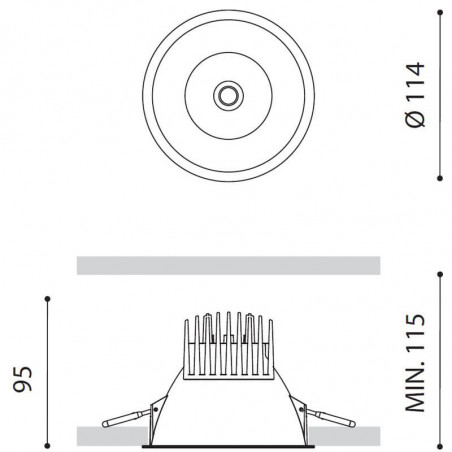 Dimensions of the Lex Eco 10.5W LED Downlight by Arkoslight | Aiure