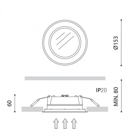 Medidas del Downlight Drop Mini 10W de Arkoslight | Aiure