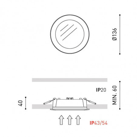 Dimensions of the Mix Mini LED downlight by Arkoslight | Aiure