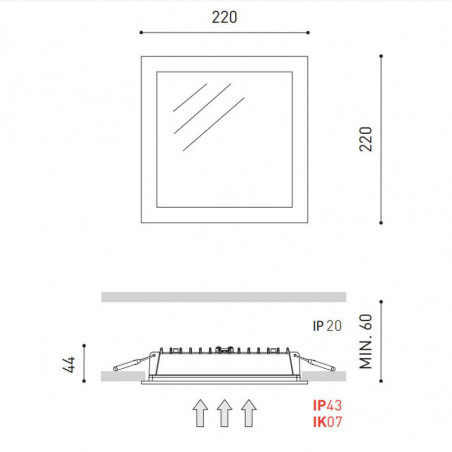 Dimensions of the Madison LED downlight by Arkoslight | Aiure
