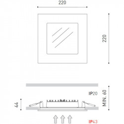 Dimensions of the LED downlight Quad by Arkoslight | Aiure