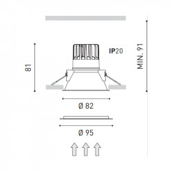 Measurements of the Arkoslight Swap M 7W Downlight | Aiure