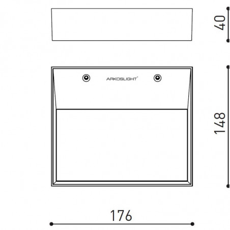Dimensions of the LED wall light Rec Mini by Arkoslight | Aiure