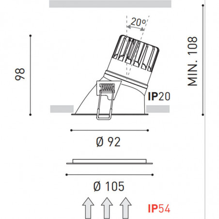 Dimensions of the Swap L Asymmetric downlight by Arkoslight | Aiure