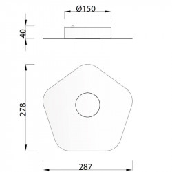 Dimensions of the flush mounted ceiling light with 1 light Area by Mantra | Aiure