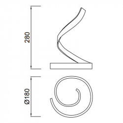 Dimensions of the table lamp LED Nur Forja XL by Mantra | Aiure