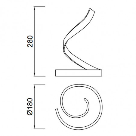 Dimensions of the table lamp LED Nur Forja XL by Mantra | Aiure