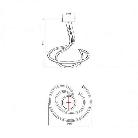 Dimensions of the ceiling lamp Nur Line 50W by Mantra | Aiure