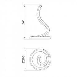 Dimensions of the table lamp Nur Line 12W by Mantra | AiureDeco