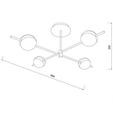 Dimensions of the LED Ceiling lamp from the Cuba series by Mantra | Aiure