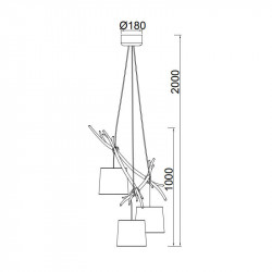 Dimensions of the Sabina lamp 3 lights by Mantra | Aiure
