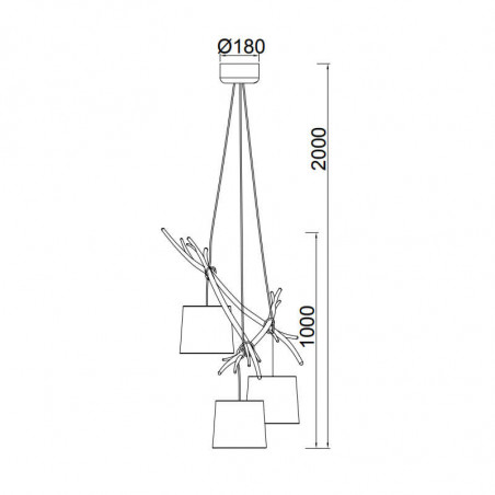Dimensions of the Sabina lamp 3 lights by Mantra | Aiure