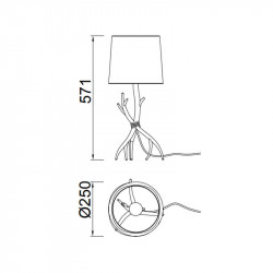 Dimensions de la lampe de table Sabina style rustique par Mantra | Aiure
