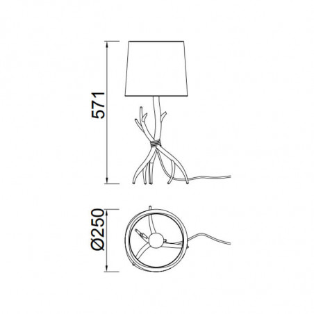 Dimensions de la lampe de table Sabina style rustique par Mantra | Aiure